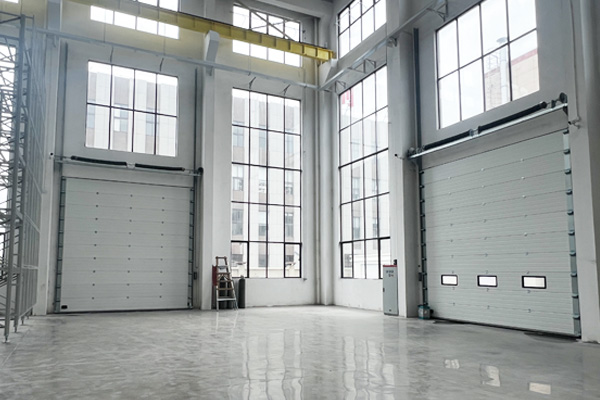 sectional overhead door with vision panels pic